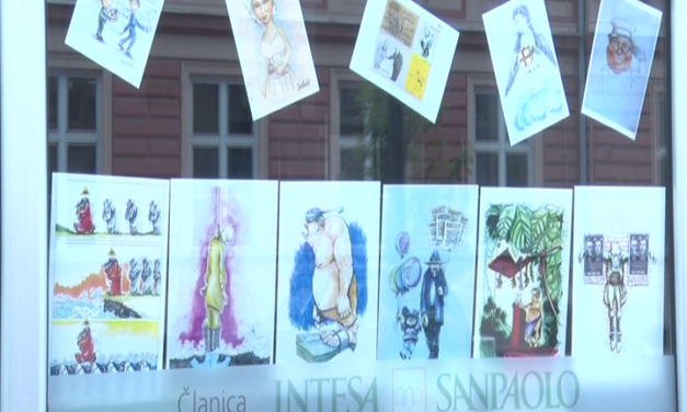 Изложба „100 излога, 100 карикатура“ Горана Ћеличанина