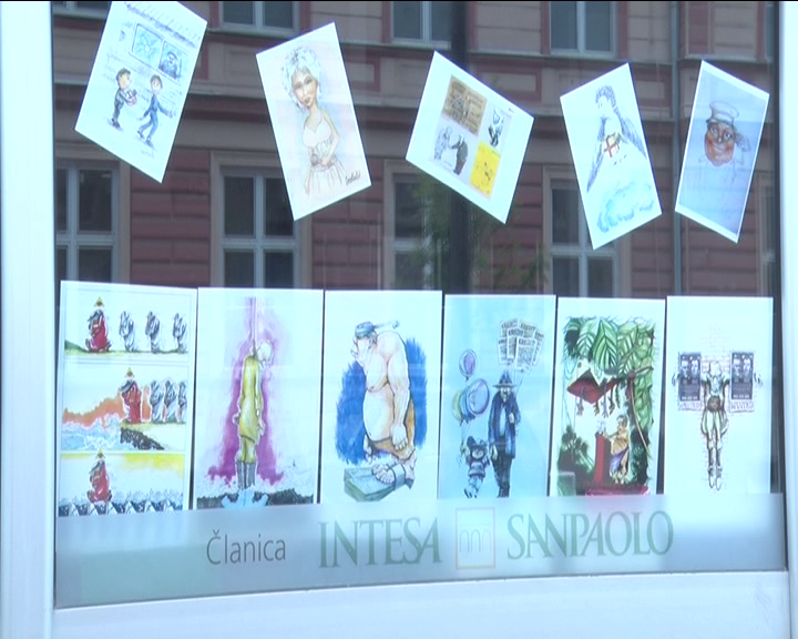 Изложба „100 излога, 100 карикатура“ Горана Ћеличанина