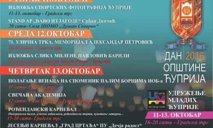 Програм догађаја за Дан општине Ћуприја