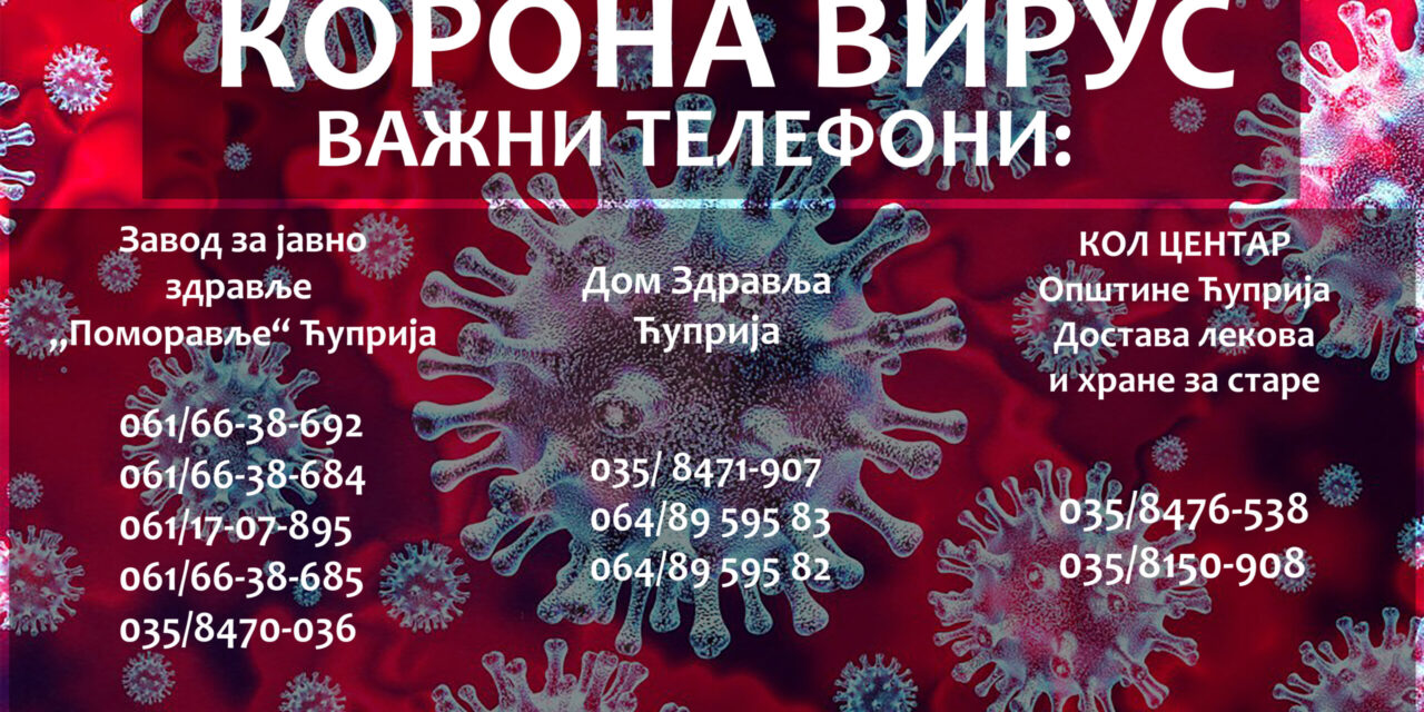 КОРОНАВИРУС – ВАЖНИ ТЕЛЕФОНИ И ИНФО ЛИНИЈЕ