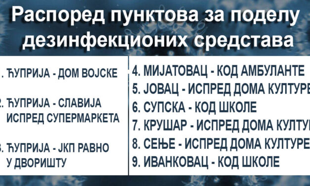 БЕСПЛАТНО СРЕДСТВО ЗА ДЕЗИНФЕКЦИЈУ