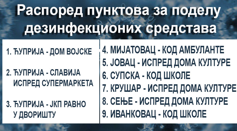 БЕСПЛАТНО СРЕДСТВО ЗА ДЕЗИНФЕКЦИЈУ